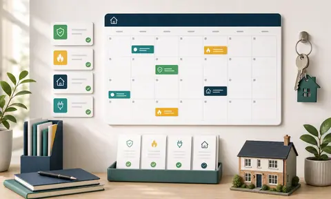 Landlord compliance calendar with certificate, inspection, and property reminders
