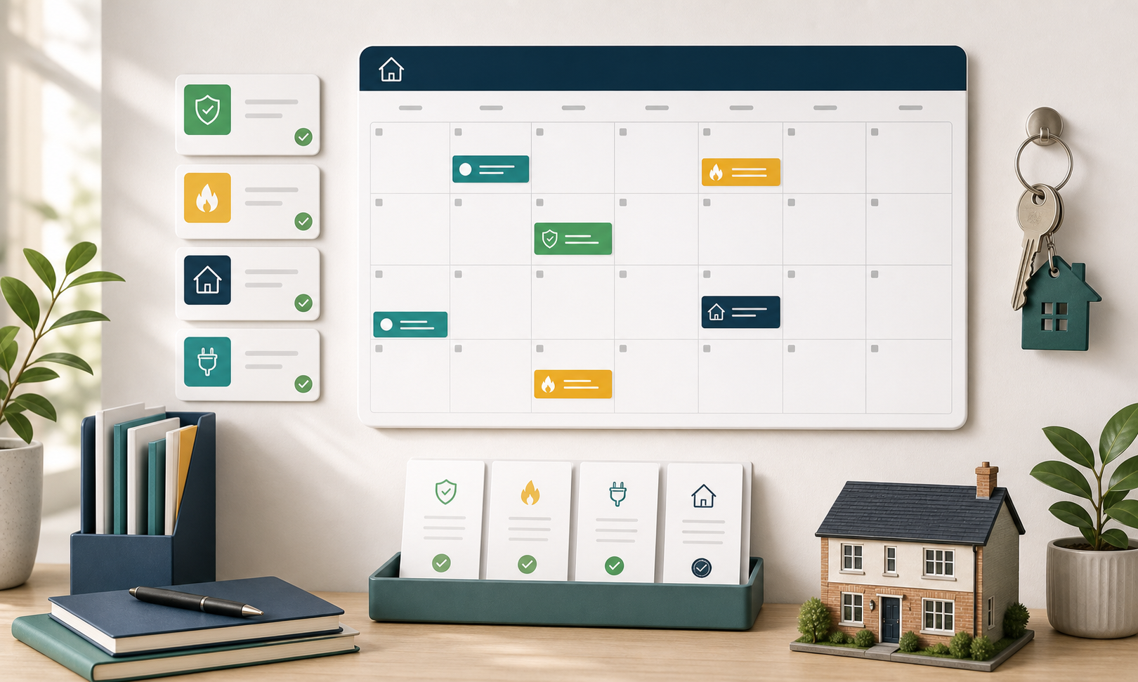 Landlord compliance calendar with certificate, inspection, and property reminders